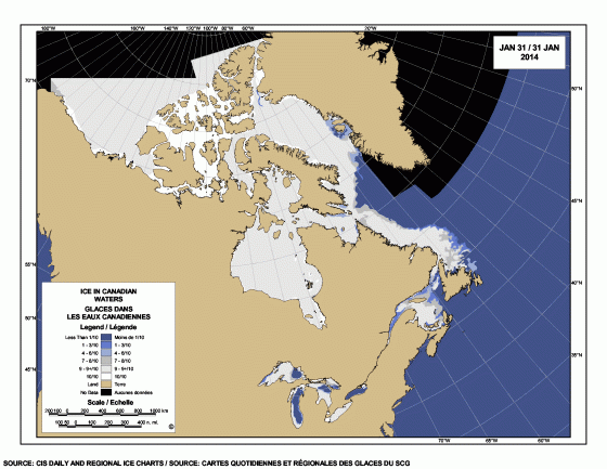 Sea ice extent Canada_2014 Jan 31_CIS